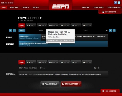 ESPN quickview schedule | Lafinboy Productions